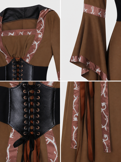 Medieval Hooded Lace-Up Dress