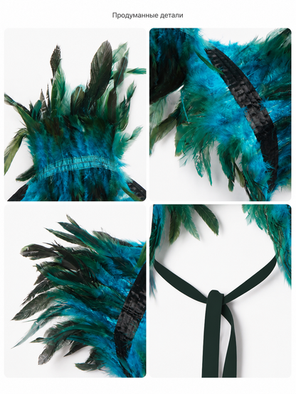 Feathered Carnival Headband for Halloween detail view