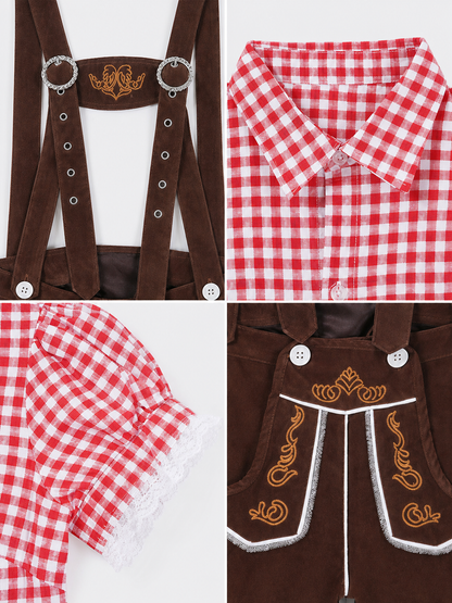 Folk-Style Costume: Plaid Shirt and Shorts