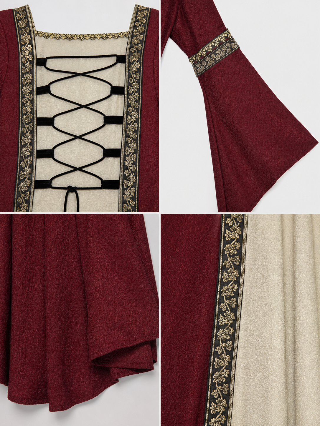 Long Medieval Dress with Flared Sleeves