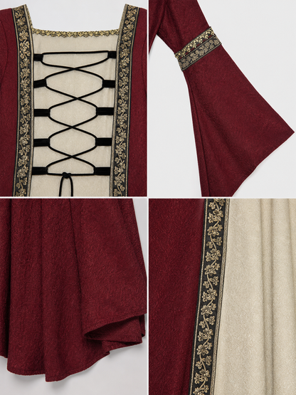 Long Medieval Dress with Flared Sleeves