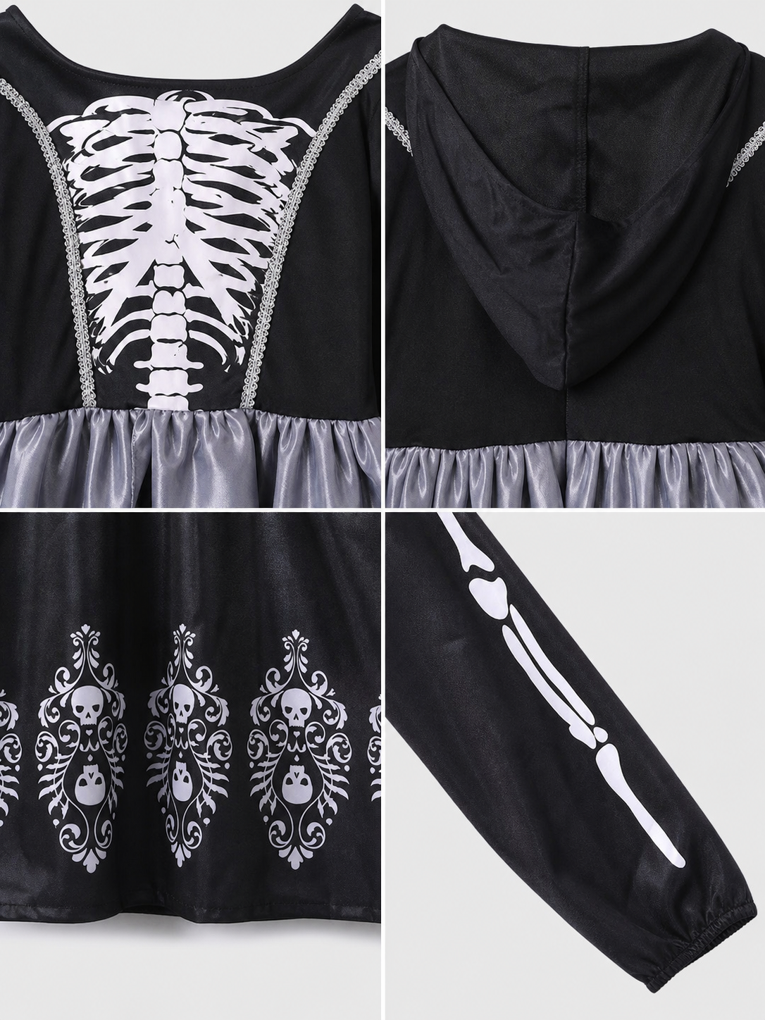 Gothic hooded dress with long sleeves