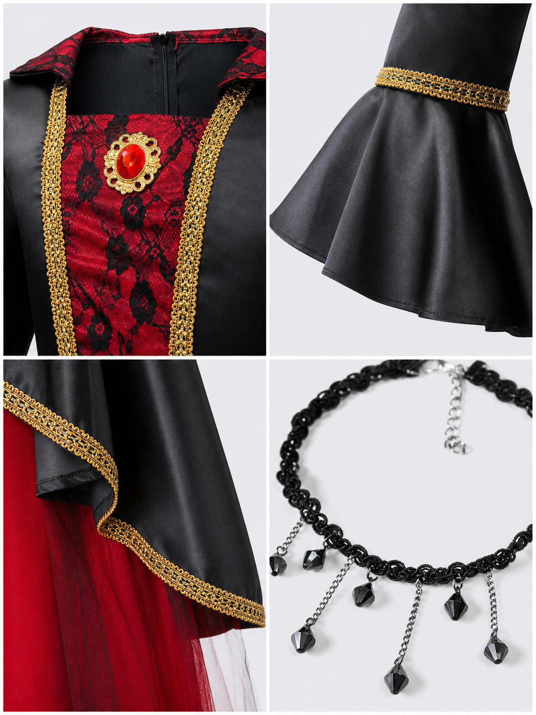 Costume Dress with Hat and Collar for Cosplay
