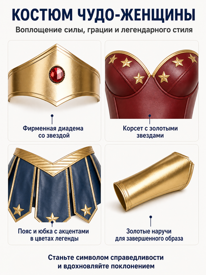 Red and Blue Superhero Costume with Gold Stars detail view