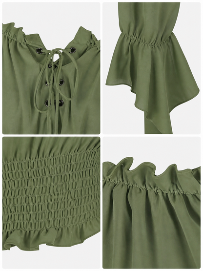 Off-the-Shoulder Blouse with Lacing