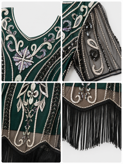 Gatsby-Style Dress with Fringe and Sequins