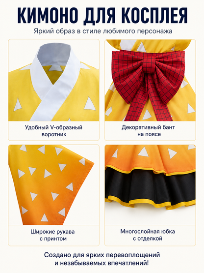 Cosplay Dress with Red Bow and Wide Sleeves detail view