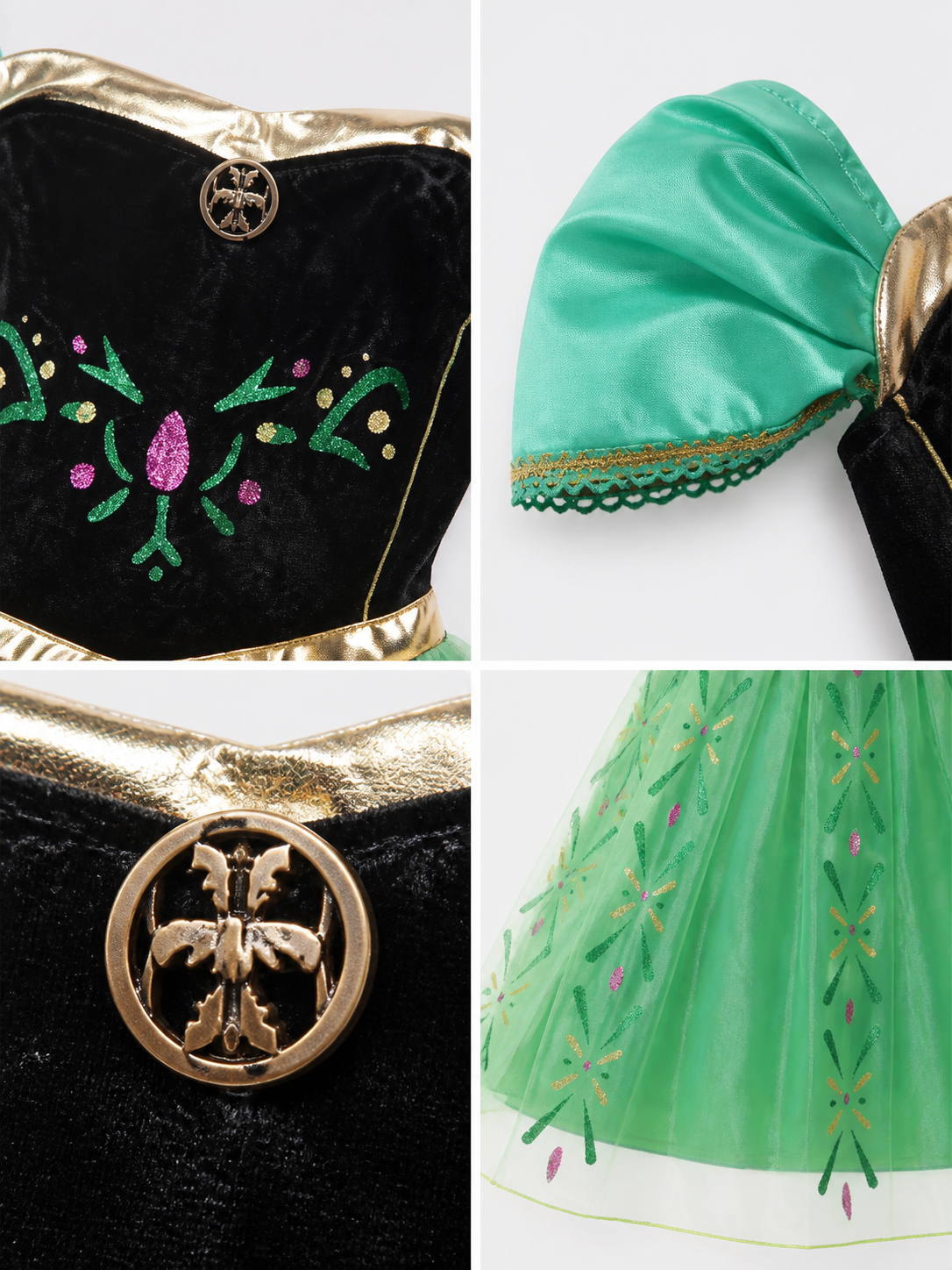 Black and Green Princess Carnival Dress for Cosplay