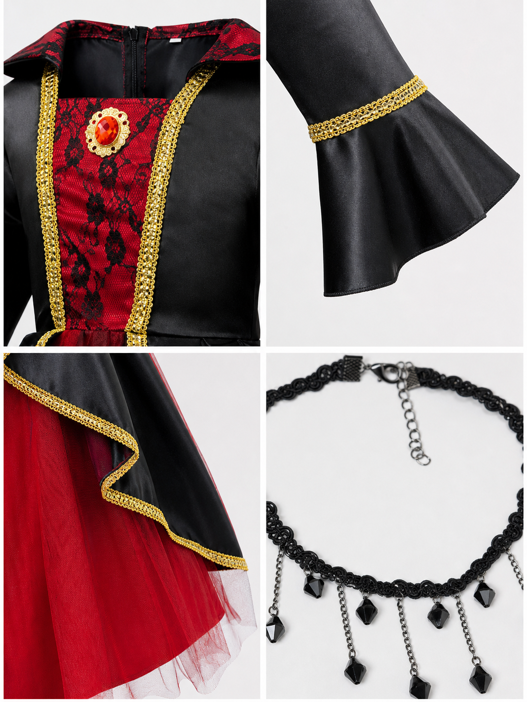 Costume Dress with Hat and Collar for Cosplay