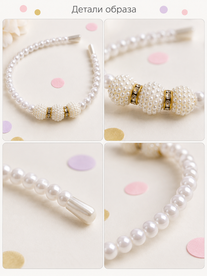 White Pearl Braided Kids Hair Headband