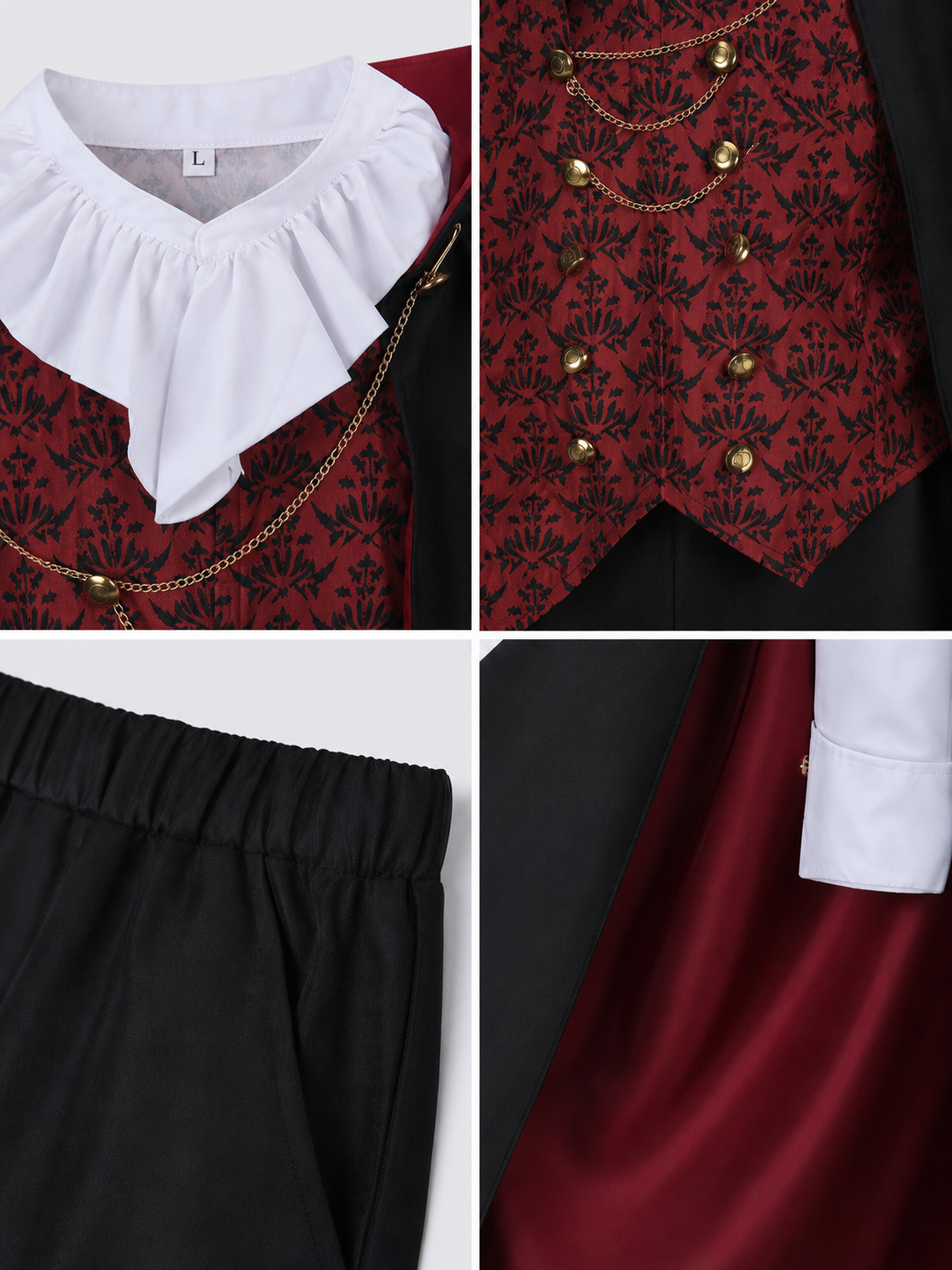 Vampire Cosplay Costume with Cape and Chains