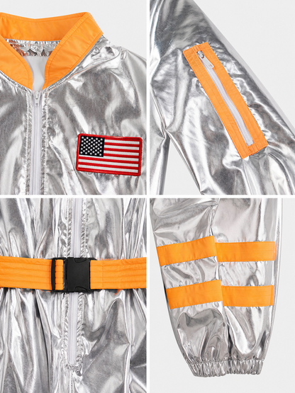 Astronaut Costume, Silver Jumpsuit for Cosplay