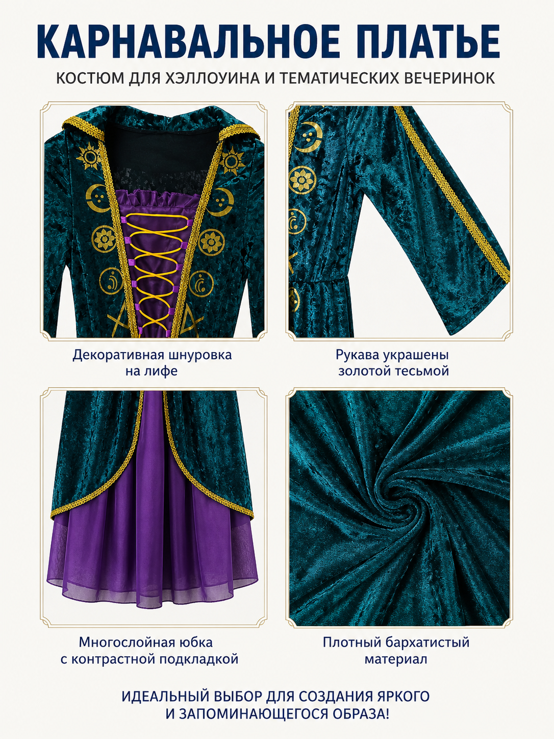 Long-Sleeve Lace-Up Cosplay Dress detail view