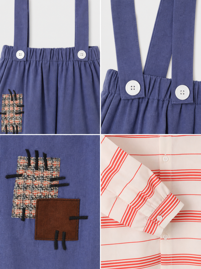 Scarecrow Costume with Pumpkin, Striped Top and Pants detail view