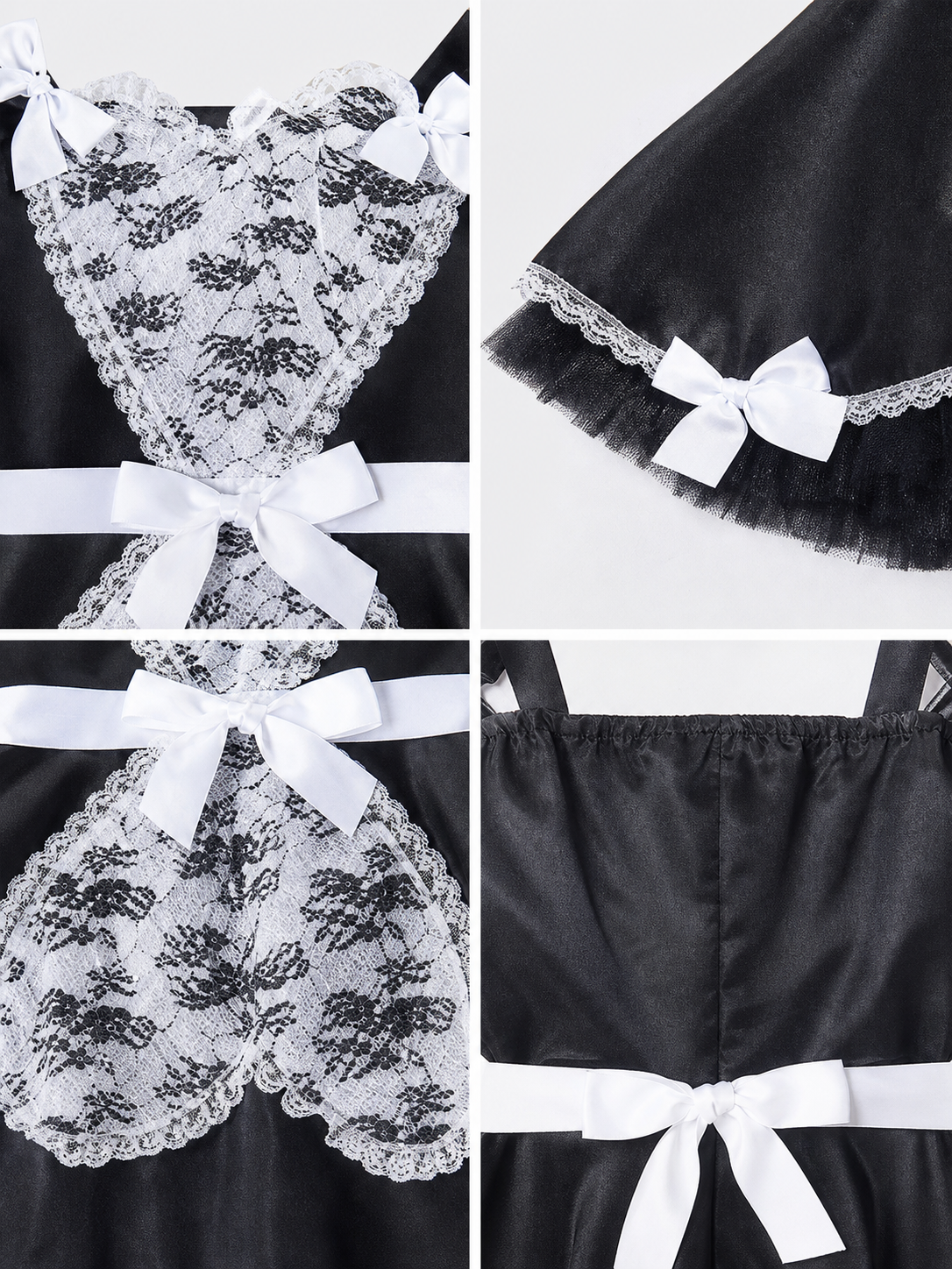 Cosplay Dress with Black-and-White Decor and Apron