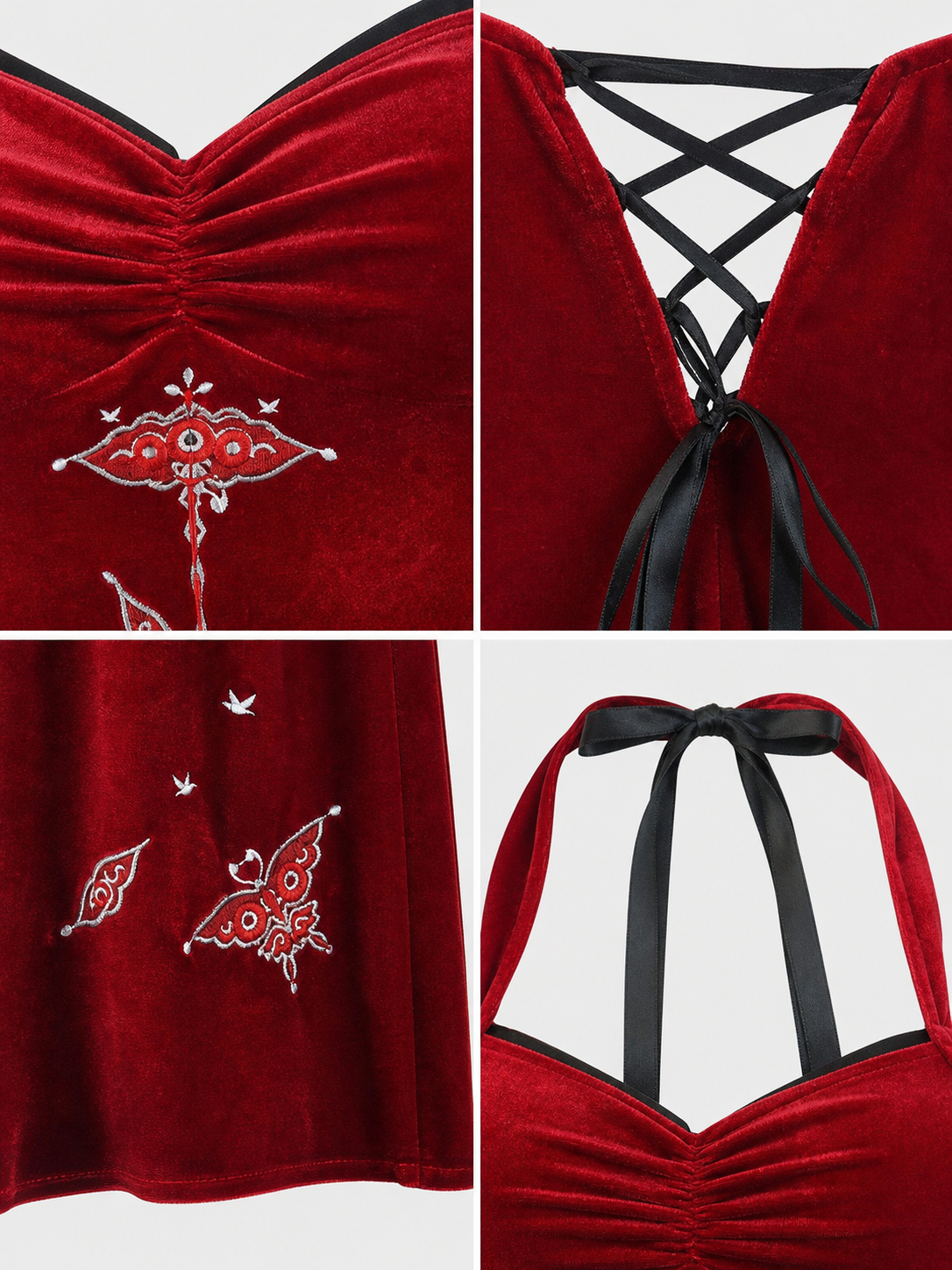Qipao-style cosplay costume: red dress with holster