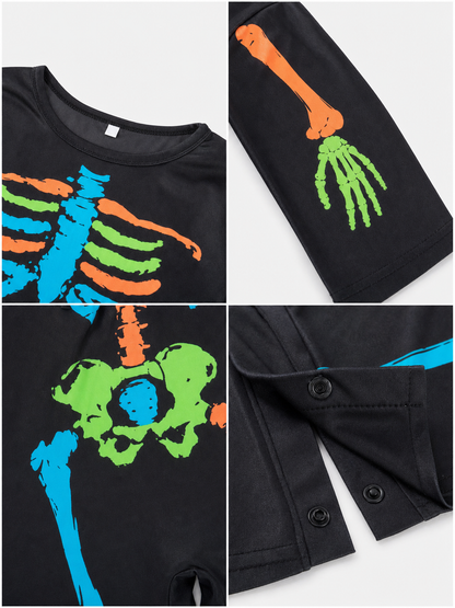 Children’s Skeleton Costume, Colorful Jumpsuit for Parties