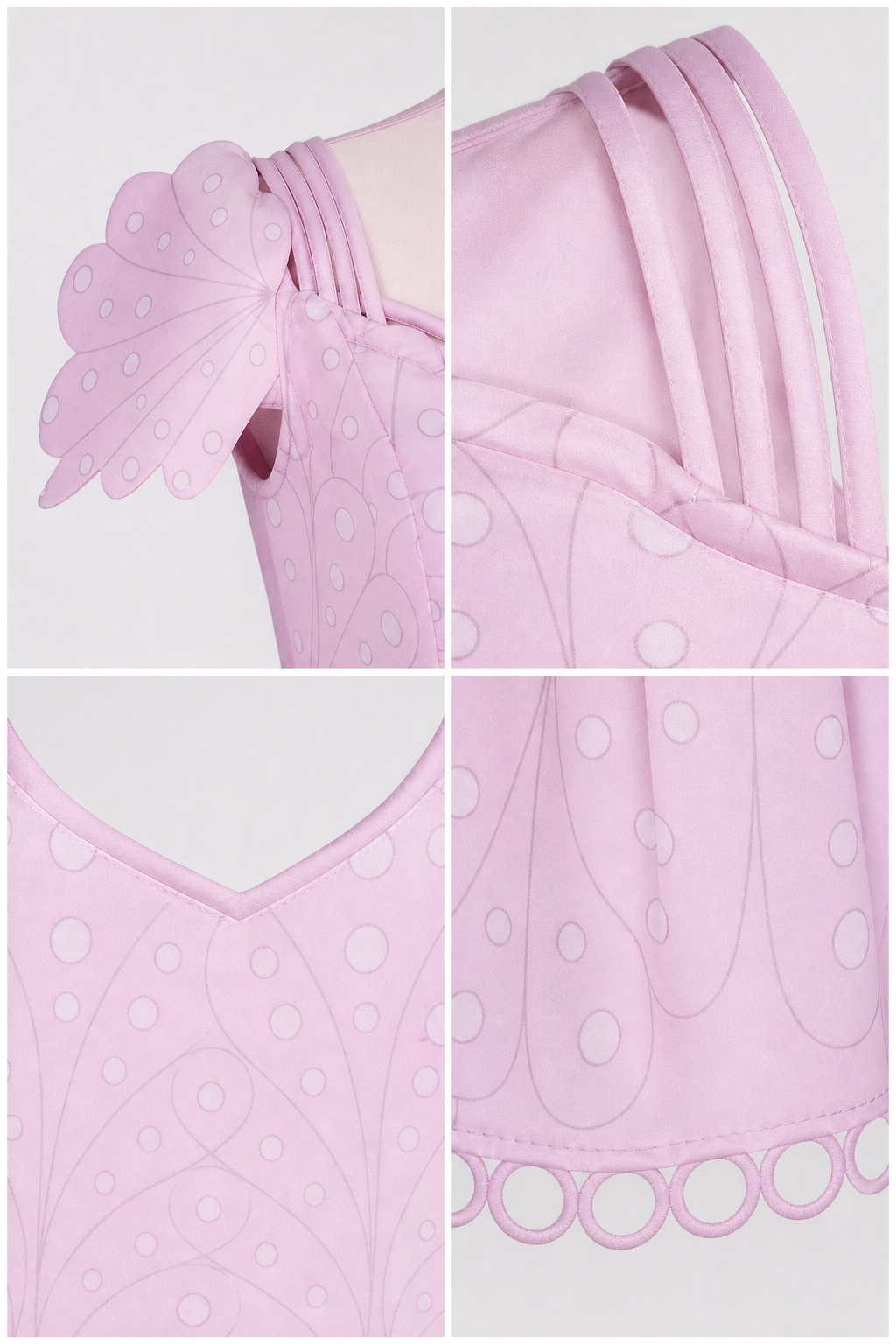 Pink Cosplay Dress with Bow Accents and Pattern
