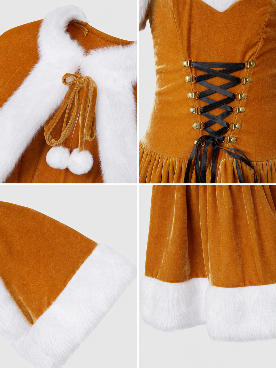 Christmas Carnival Costume with Fur Trim