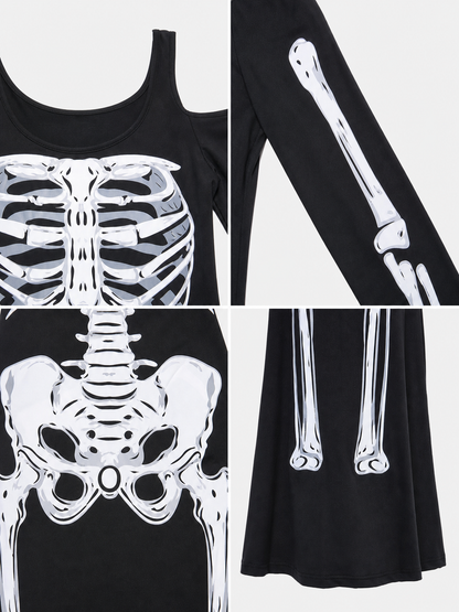 Halloween Skeleton Print Costume Dress