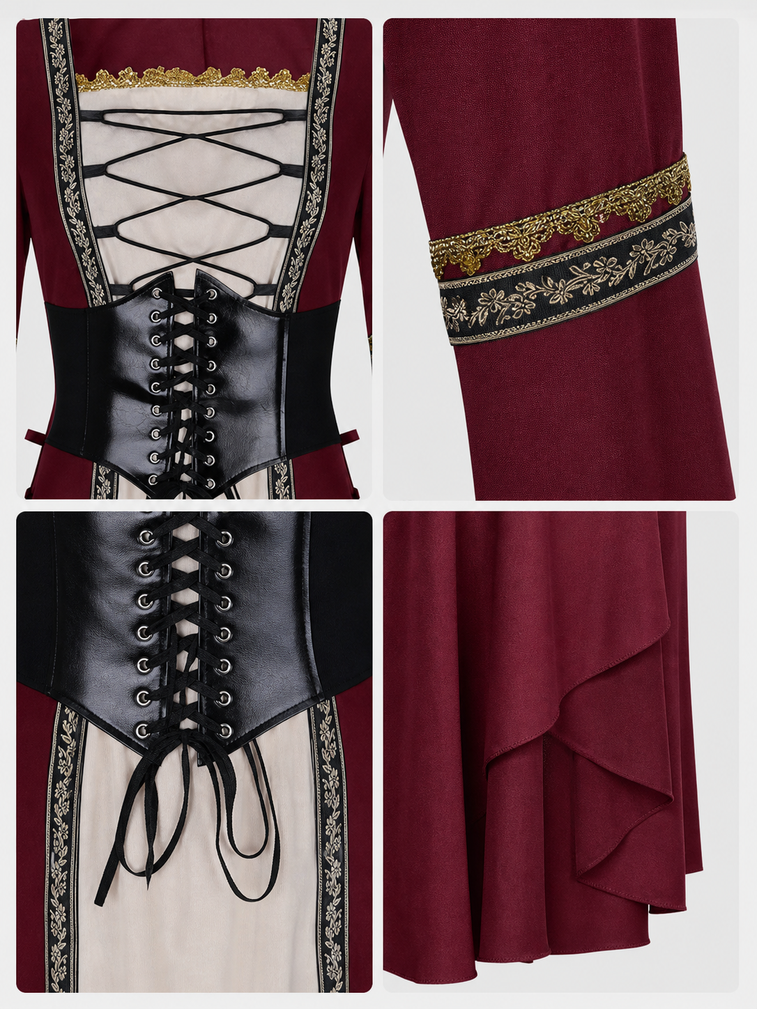 Gothic Renaissance Dress with Corset Lacing