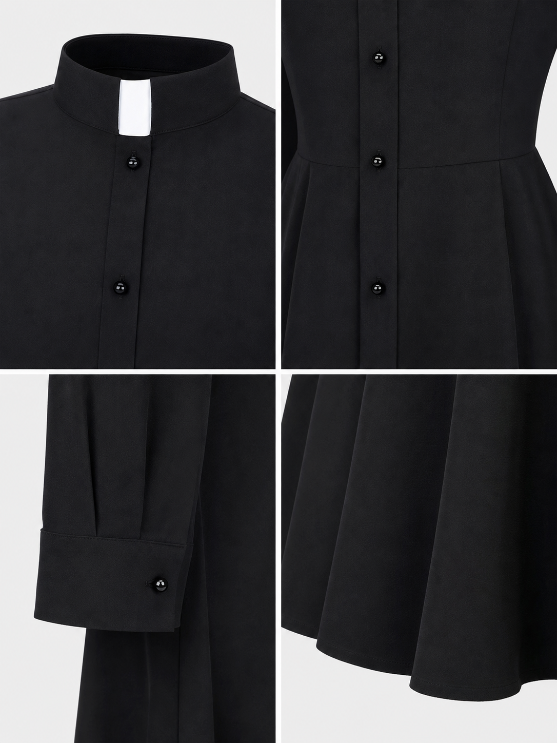 Black priest cosplay dress with collar