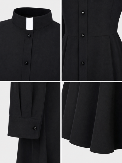 Black priest cosplay dress with collar