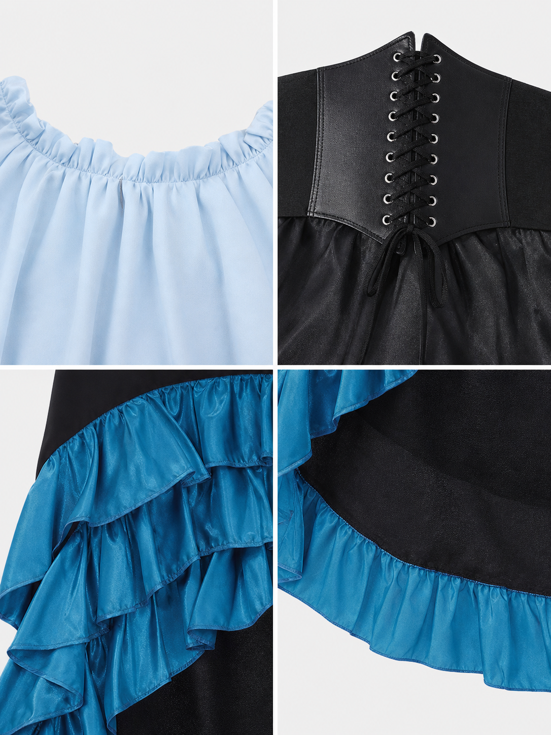 Gothic Corset Dress with Ruffles and Train