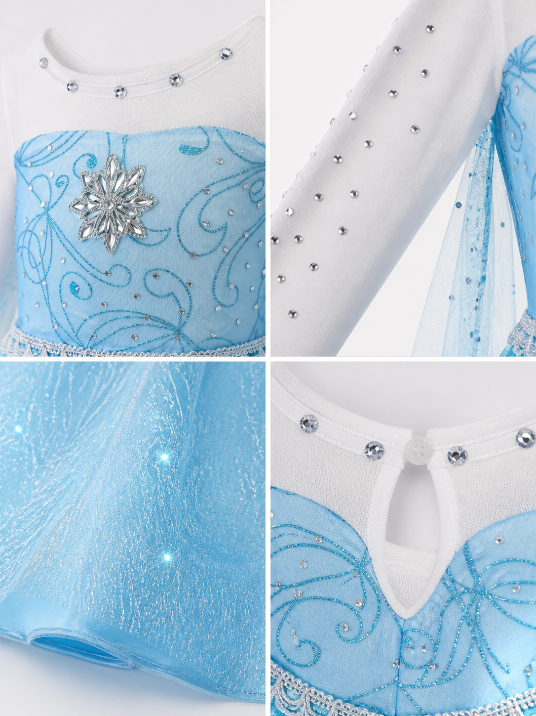 Blue Carnival Costume with LED Lights for Halloween detail view