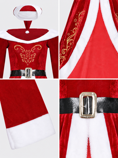 Red and White Christmas Character Costume with Hat