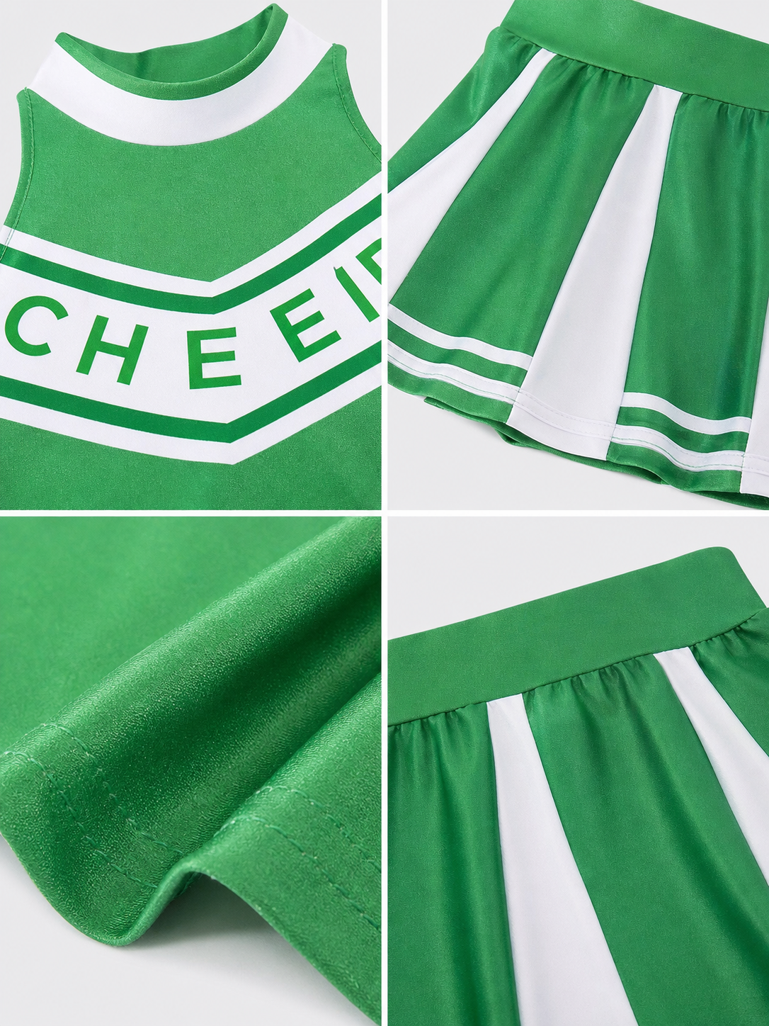 Green-and-White Cheerleading Costume, Top and Skirt