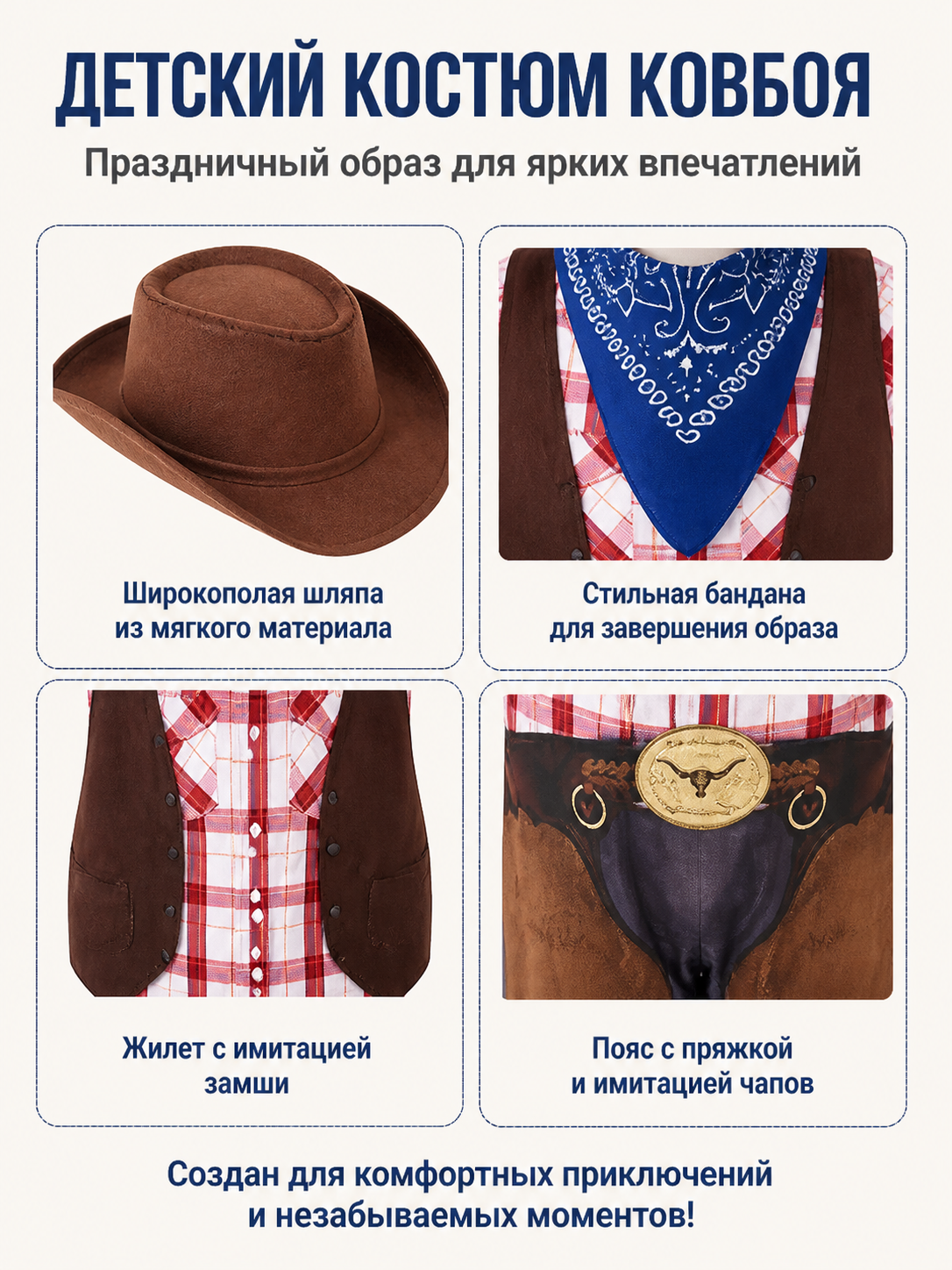 Children’s Sheriff Costume with Vest and Hat for Halloween