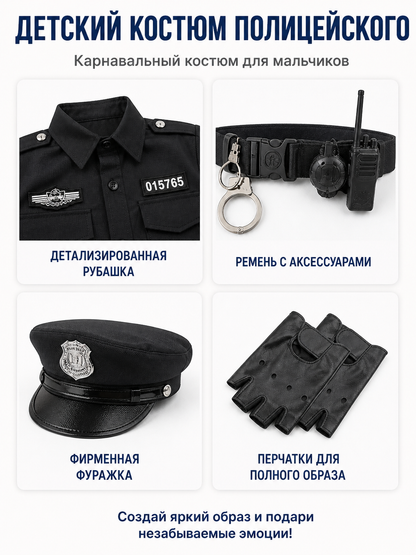Children’s Police Officer Costume with Accessories detail view