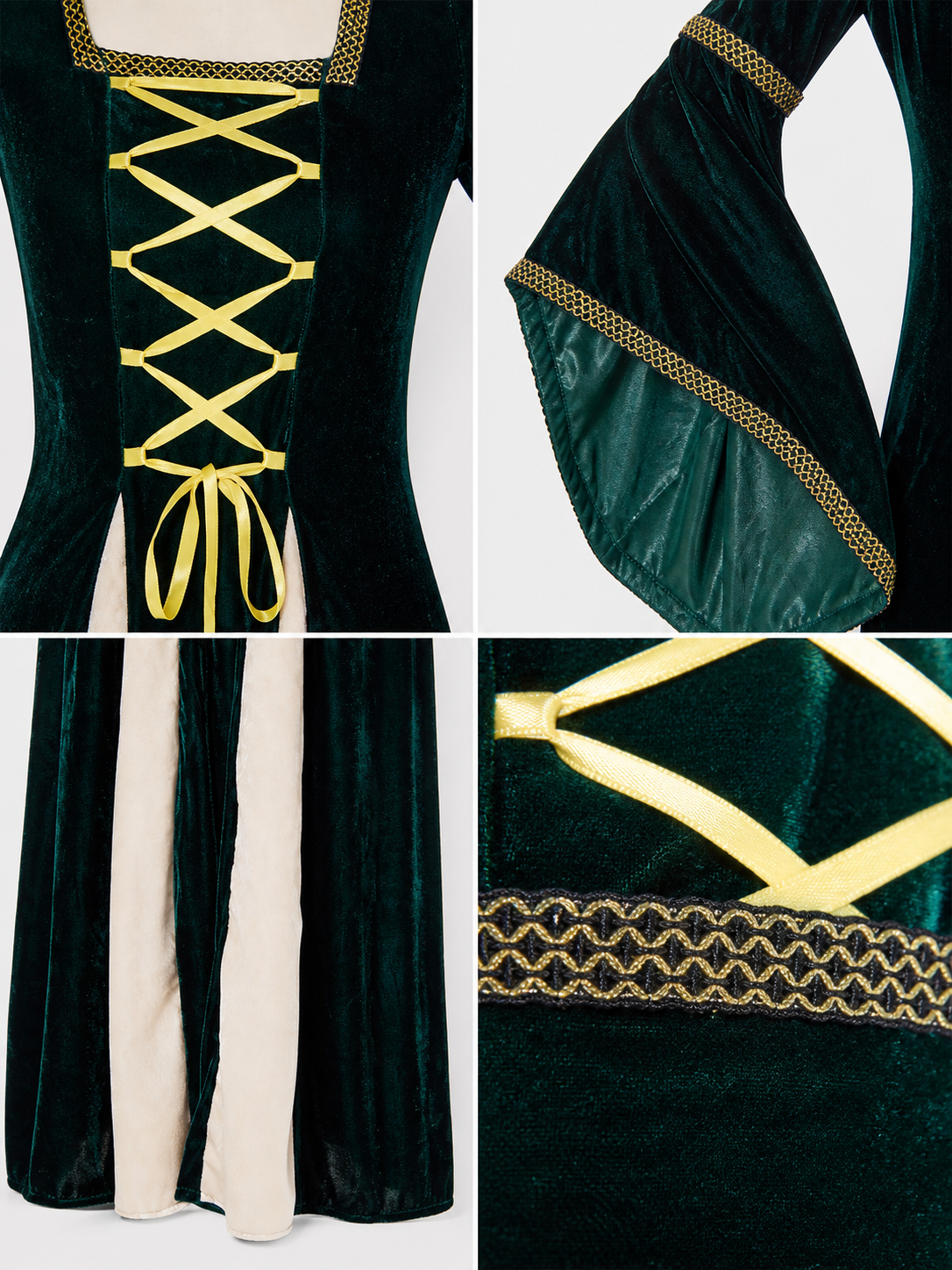 Costume Robe with Gold Lacing and Sleeves detail view
