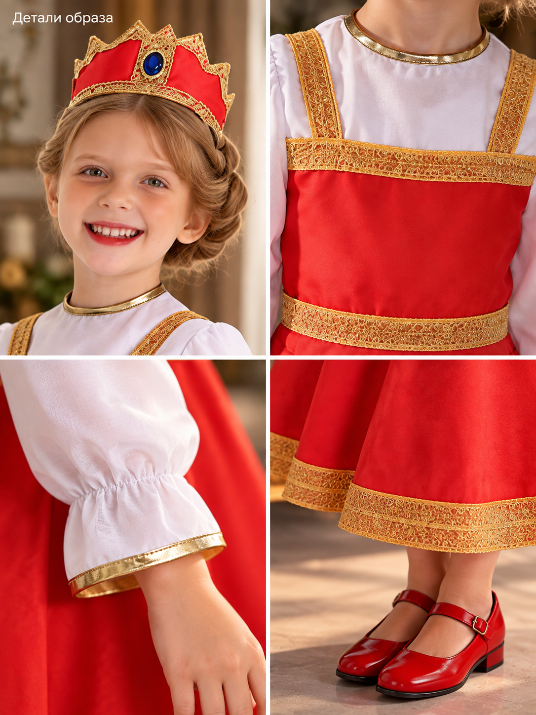 Children’s Carnival Costume in Russian Folk Style detail view