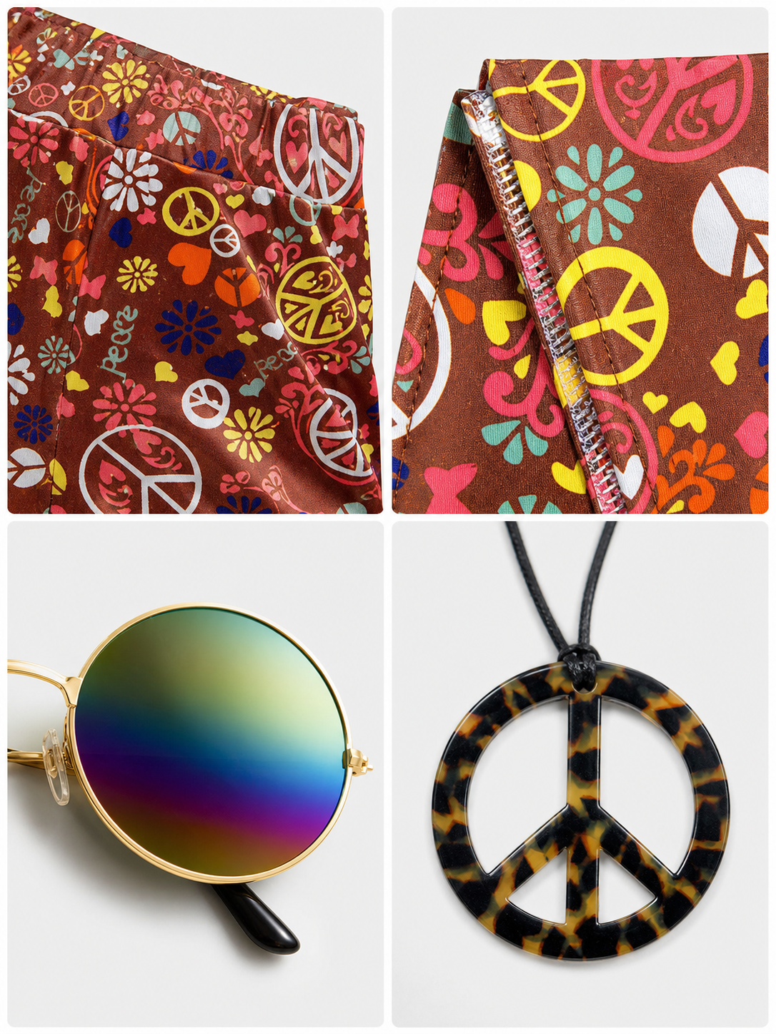 Hippie-Style Set with Bell-Bottom Pants and Accessories
