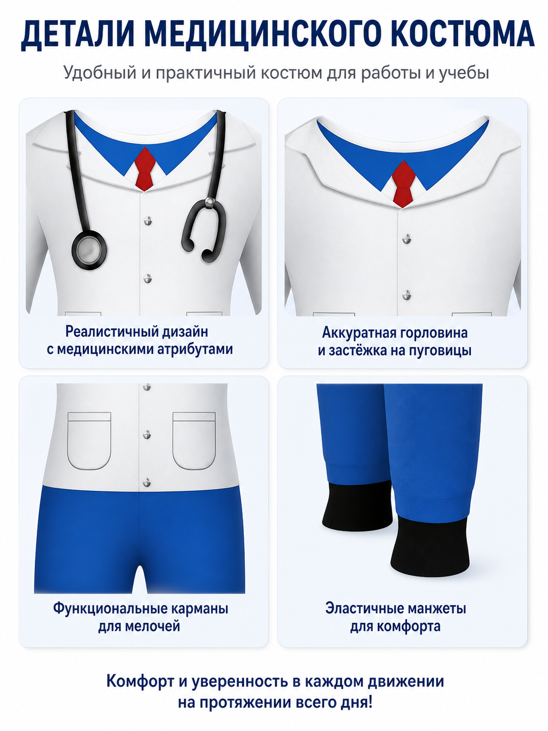 Deer Doctor Carnival Costume with Antlers detail view