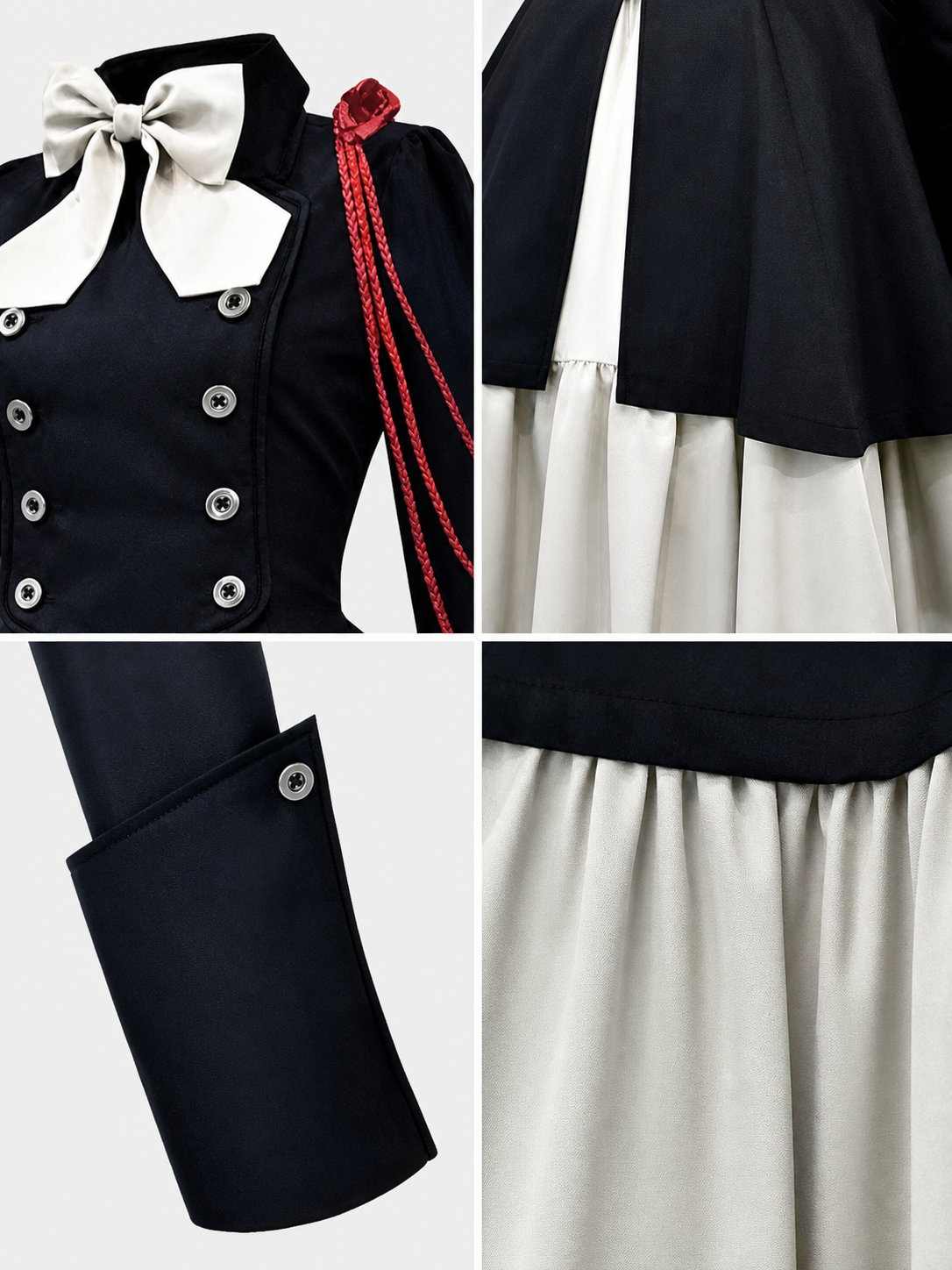 Gothic Dress with Double Rows of Buttons and a Bow