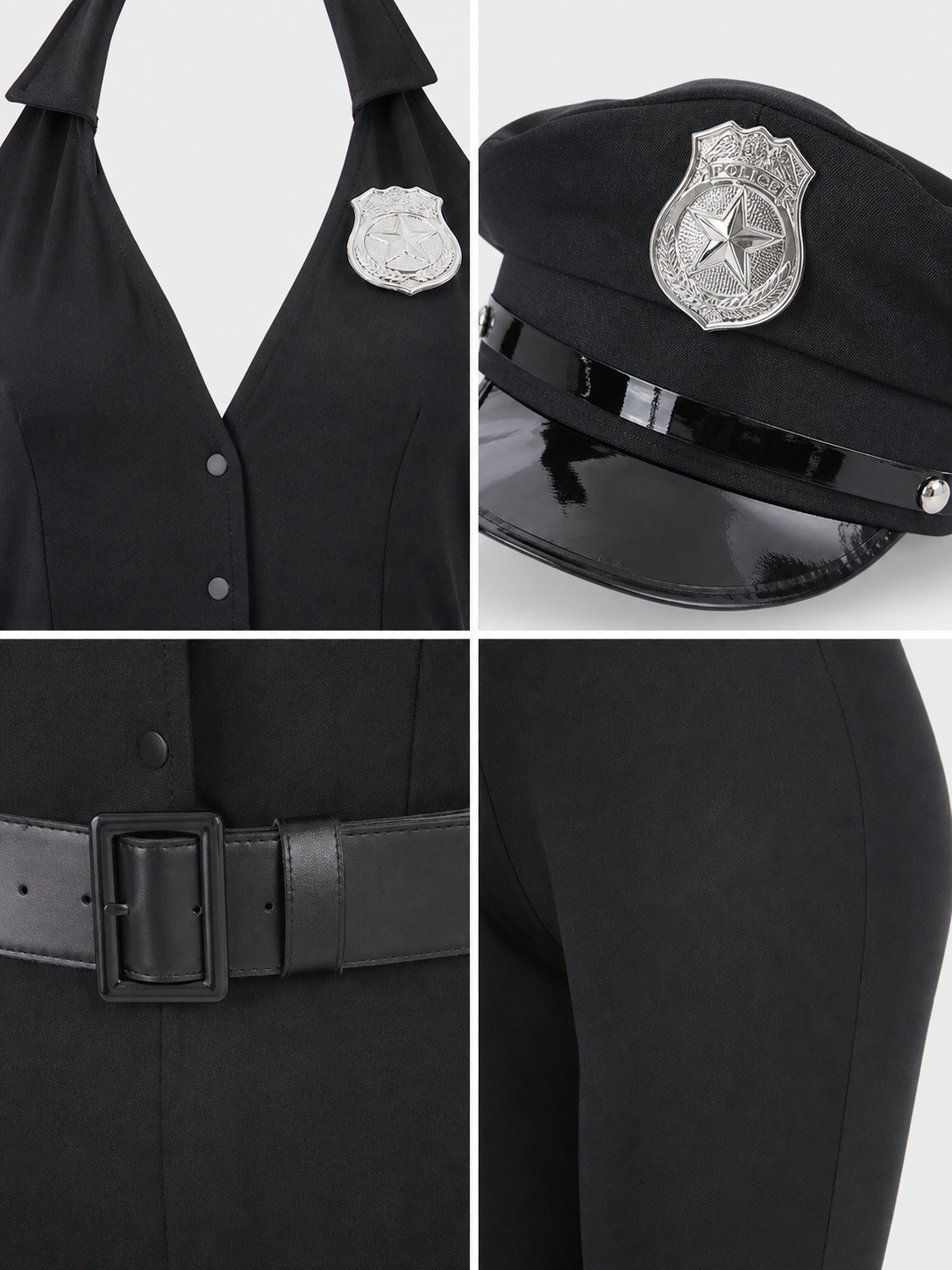 Police Officer Cosplay Costume with Cap and Accessories
