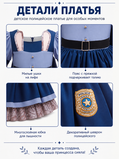 Police Officer Dress-Up Costume for Girls with Belt and Badge detail view