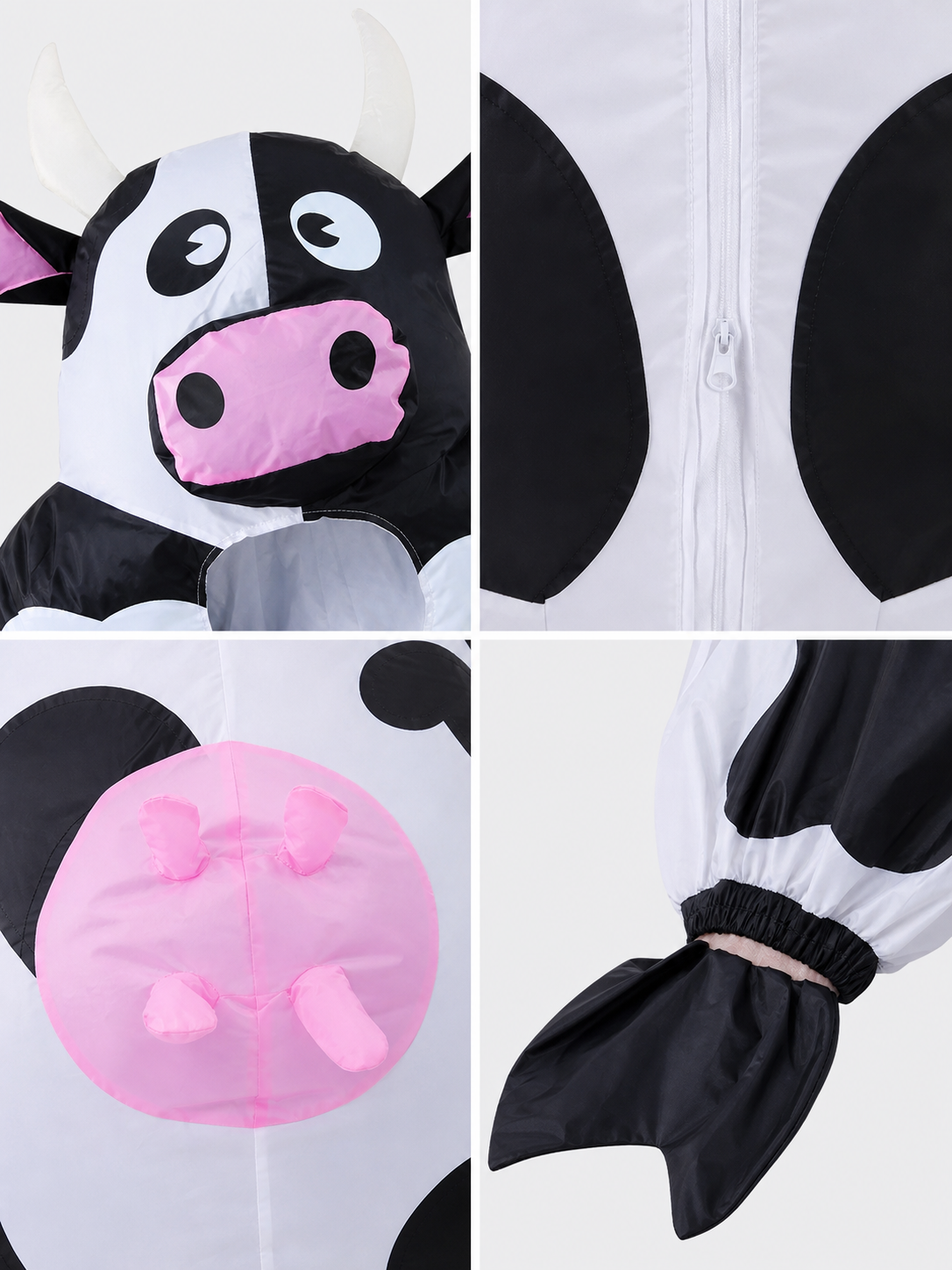 One-Piece Cow Costume with Hood for Halloween