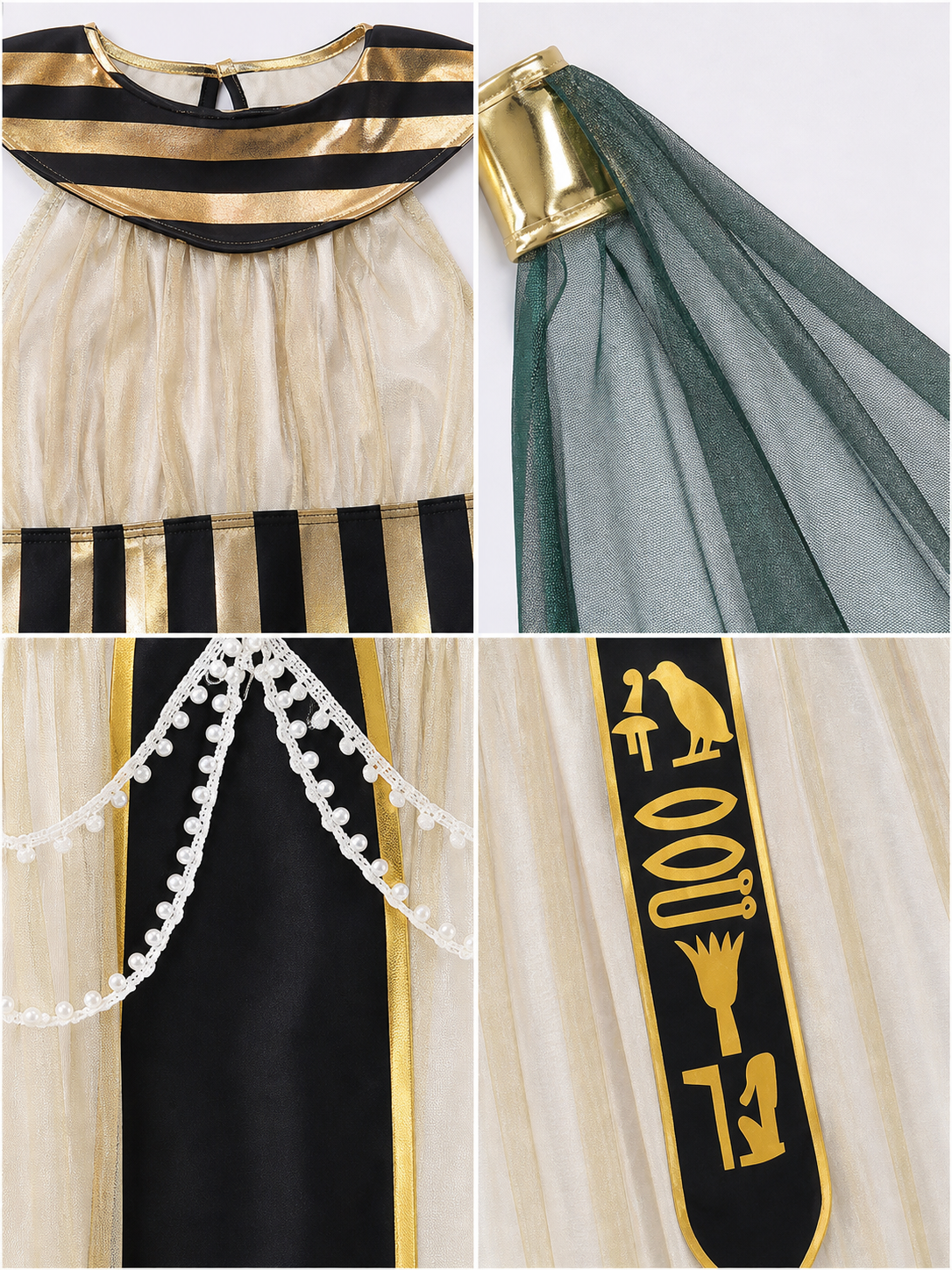 Egyptian Costume with Cape, Belt, and Arm Cuffs