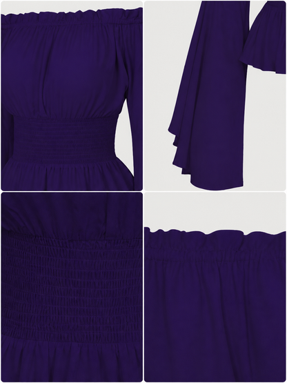 Off-the-Shoulder Top with Long Flared Sleeves
