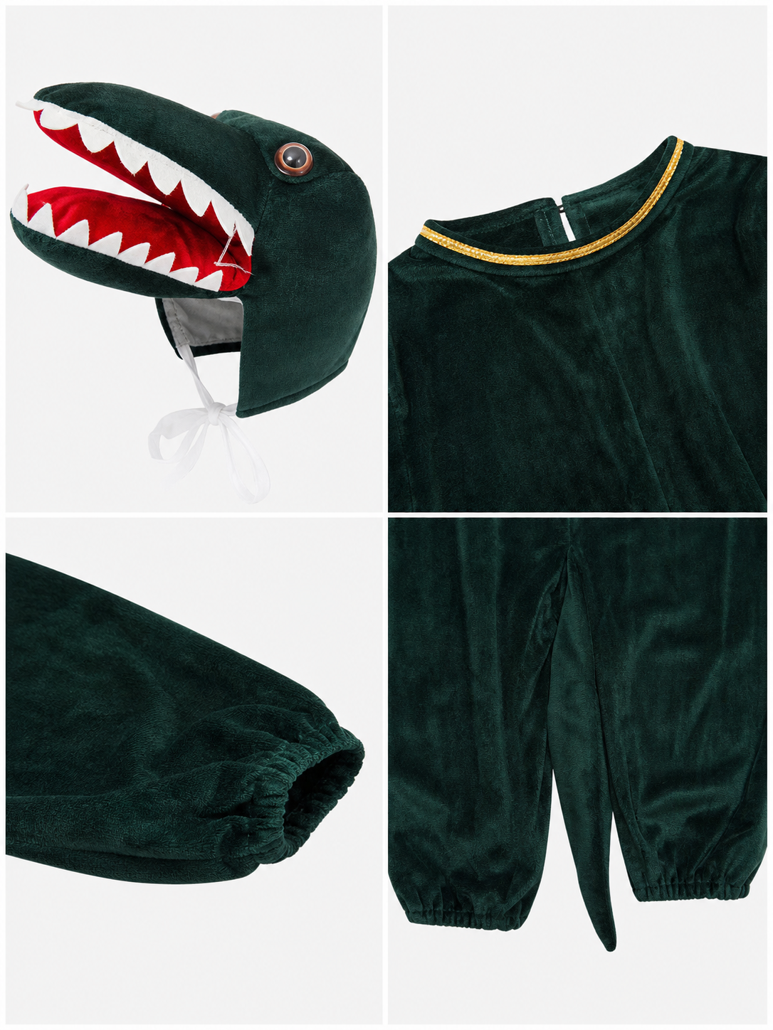 Dinosaur Carnival Costume, Jumpsuit with Tail detail view