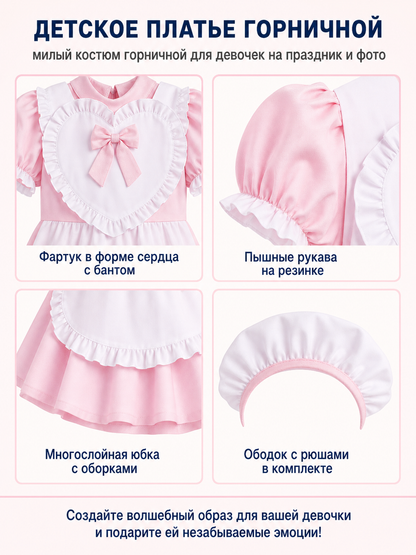 Children’s Lolita-Style Dress with Apron and Full Skirt