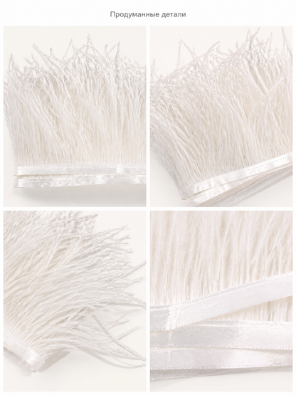 Carnival Headpiece with White Feathers detail view