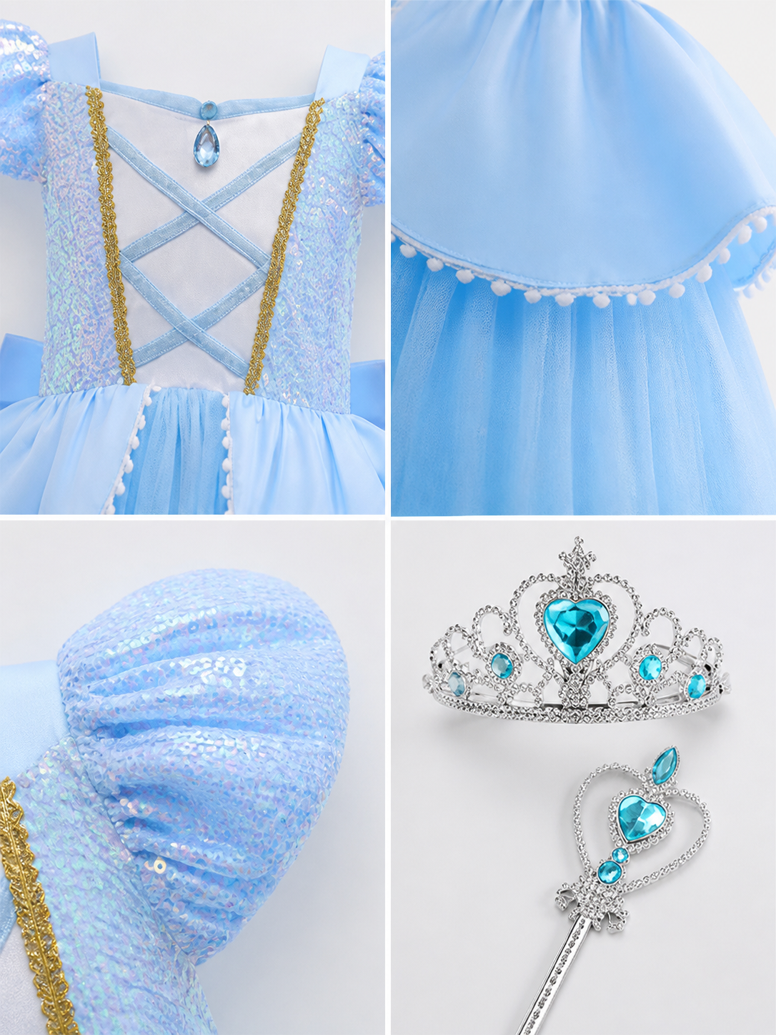 Light Blue Princess Costume for Halloween