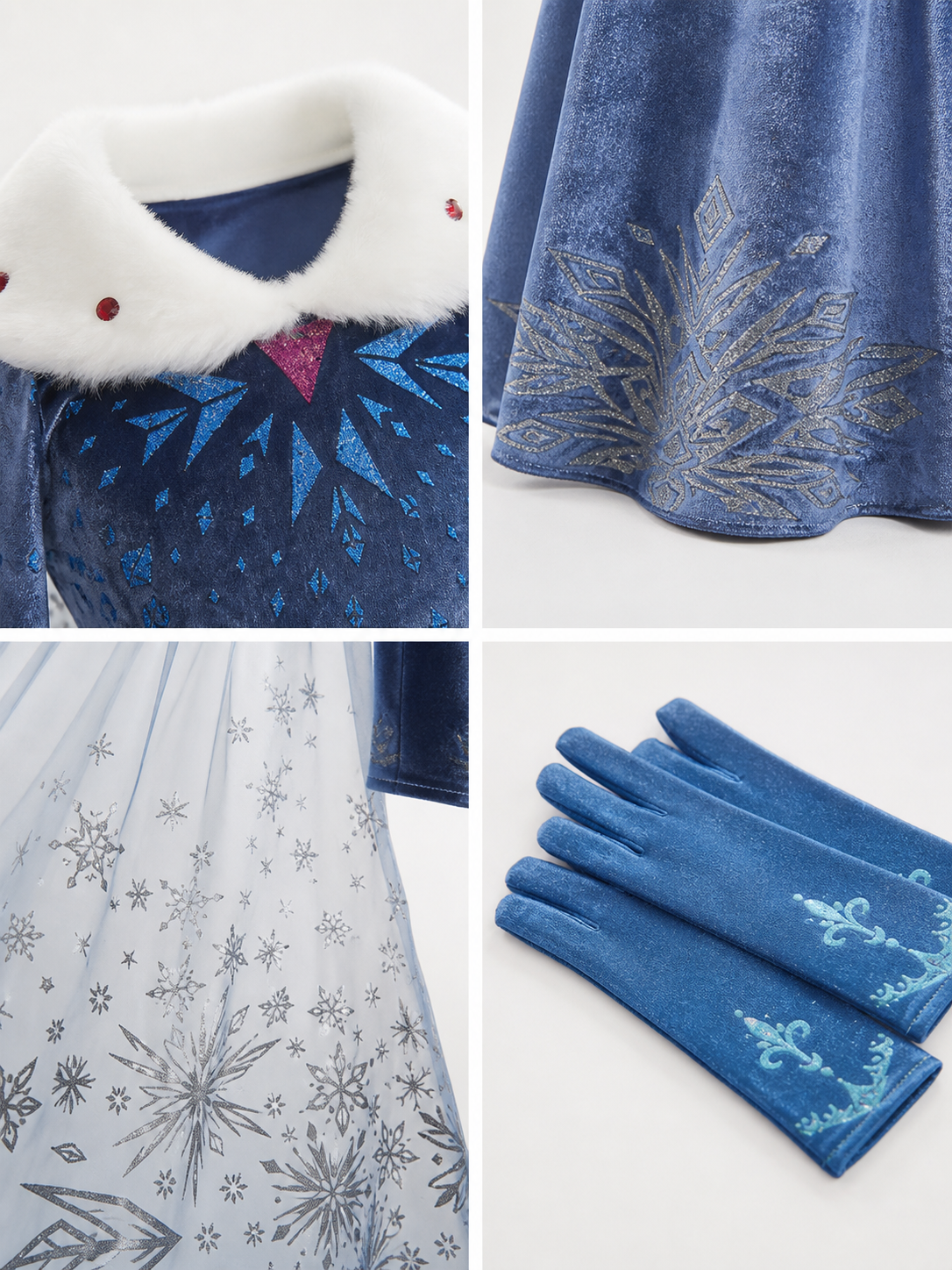 Snow Queen Halloween Costume with Cape detail view