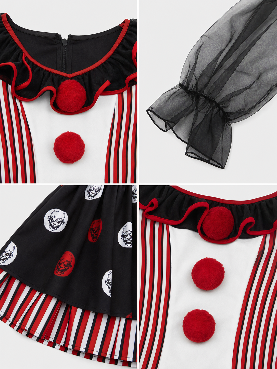 Circus-Style Clown Costume for Stage Performances