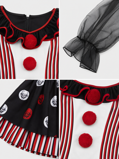 Circus-Style Clown Costume for Stage Performances